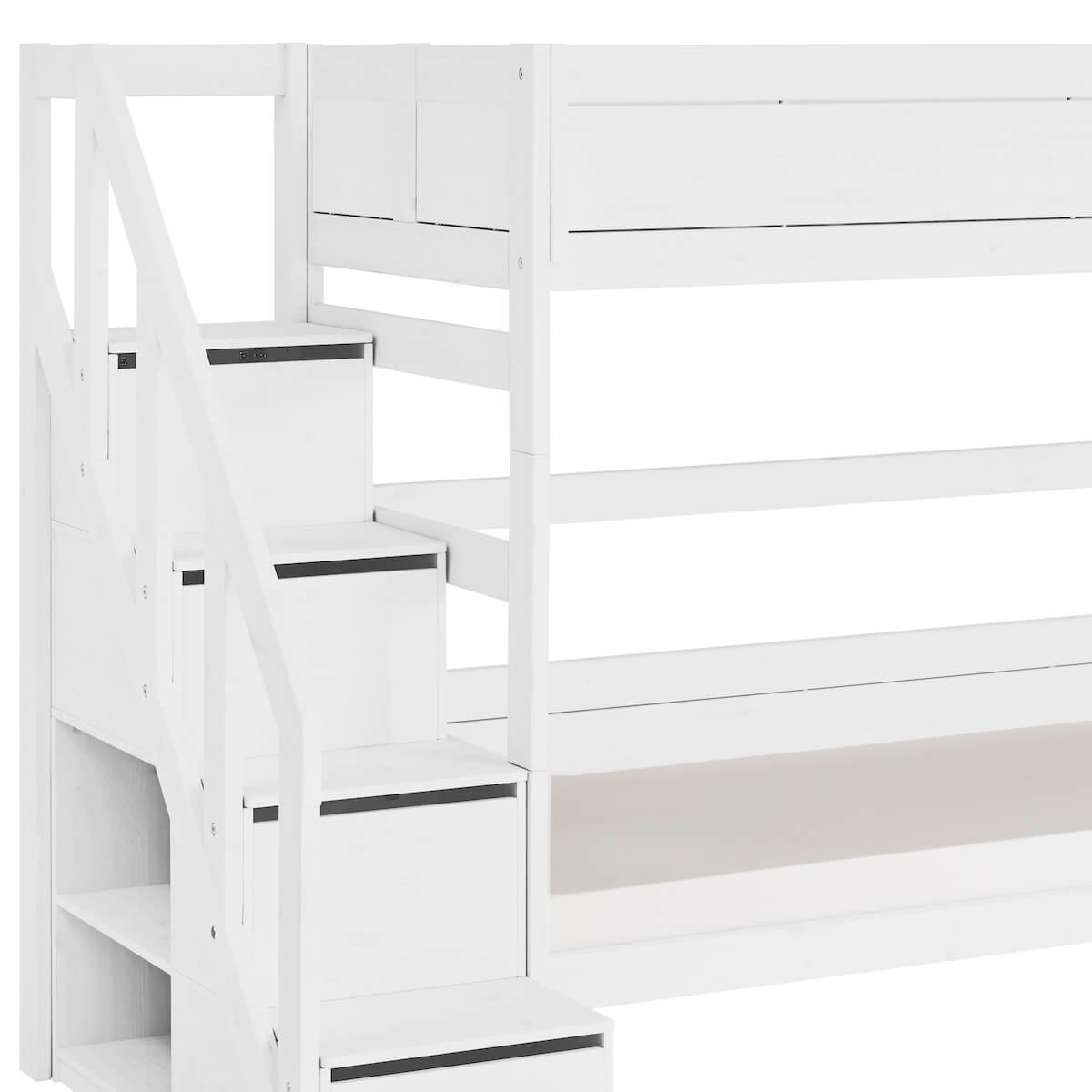 Etagenbett 90x200cm Treppe Lifetime Weiß