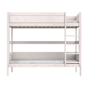 Etagenbett + gerade Leiter + Deluxe Lattenrost 90x200cm Lifetime whitewash