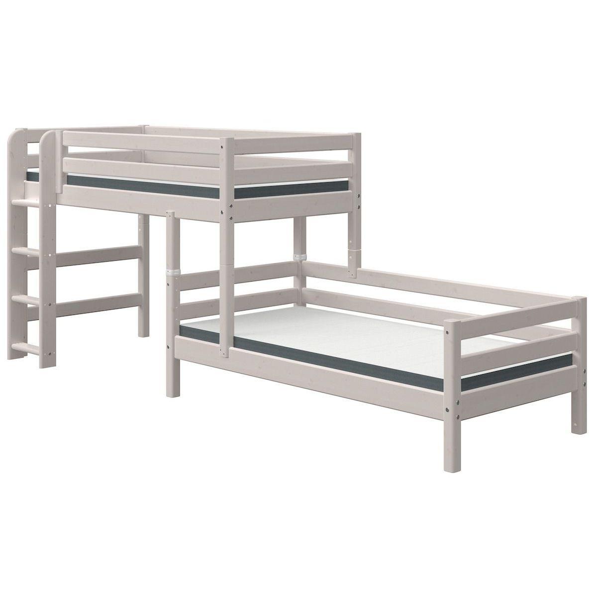 Etagenbett gestaffelt 90x200cm gerade Leiter CLASSIC Flexa grey washed