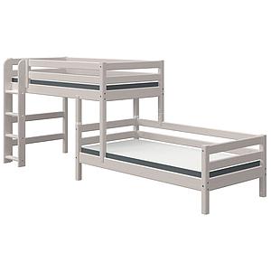 Etagenbett gestaffelt 90x200cm gerade Leiter CLASSIC Flexa grey washed
