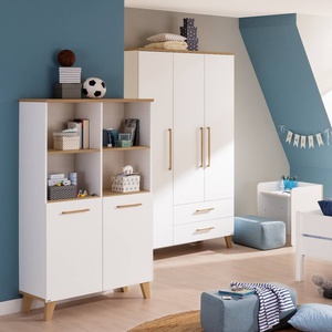 Etagenbett mit 2 unteren Türen, 4 offene Fächer OSCAR Paidi Eiche Nebraska / weiß