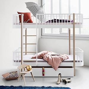 Etagenbett mitwachsend 90x200cm WOOD ORIGINAL Oliver Furniture weiß-Eiche
