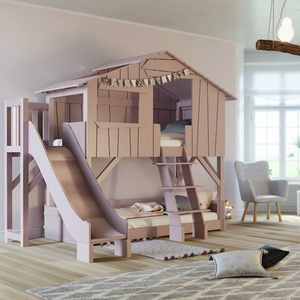 Etagenbett Rutsche Plattform 90x190cm CABANE Mathy by Bols zementgrau