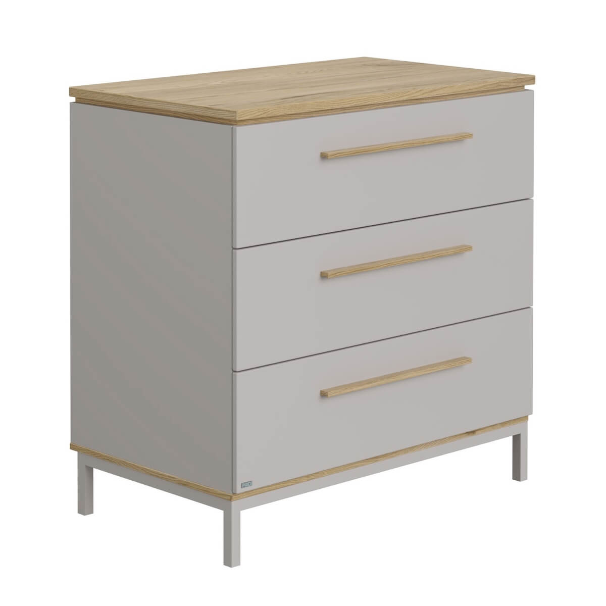 Etroitische Kommode, Oberschrank mit 3 Böden und kompletter Erweiterung BENNE Paidi Eiche Montana Schiefergrau