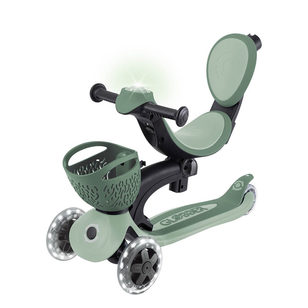Evolutionärer Roller GO UP BABY LIGHTS 360 Globber sage olive