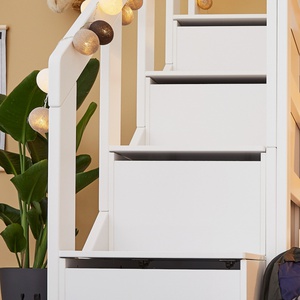 Family Etagenbett mit Treppe 90x200cm/140x200cm Lifetime weiß