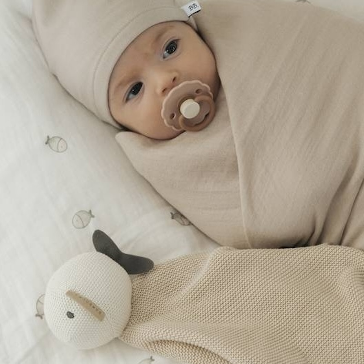 FISHES Strick-Schmusetuch Bamboom birch sand