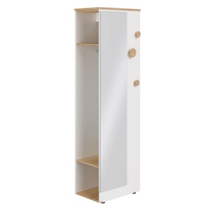 Garderobe, 2 Einlegeböden, 1 Kleiderstange, 1 Spiegel, 3 Knöpfe, kann an der schmalen oder breiten Seite des Eckschranks befestigt oder frei montiert werden OSCAR Paidi Eiche Nebraska / weiß