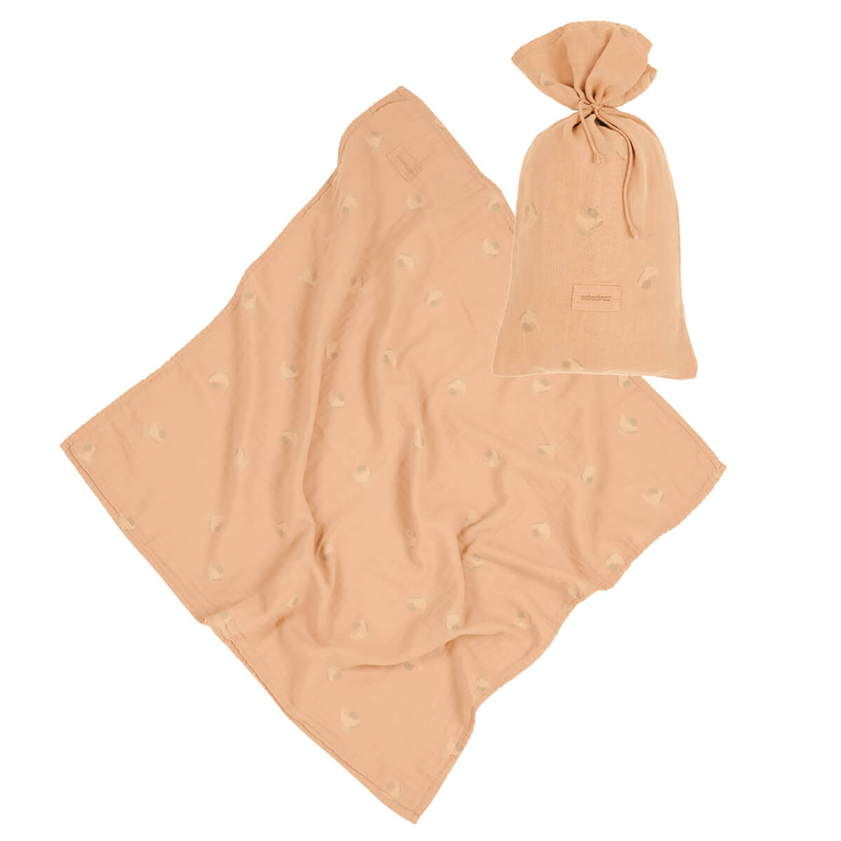 Geburtsgeschenk swaddle print WABI SABI 70x70cm Nobodinoz Powder rosa Blüte