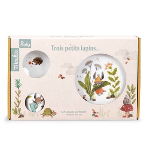 Geschirrset aus Porzellan TROIS PETITS LAPINS Moulin Roty