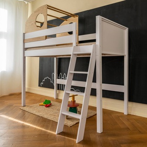 Hablbhohes Bett-Kajüte hoch KASVA Buche massiv weiß-lackiert Eiche furniert-geölt