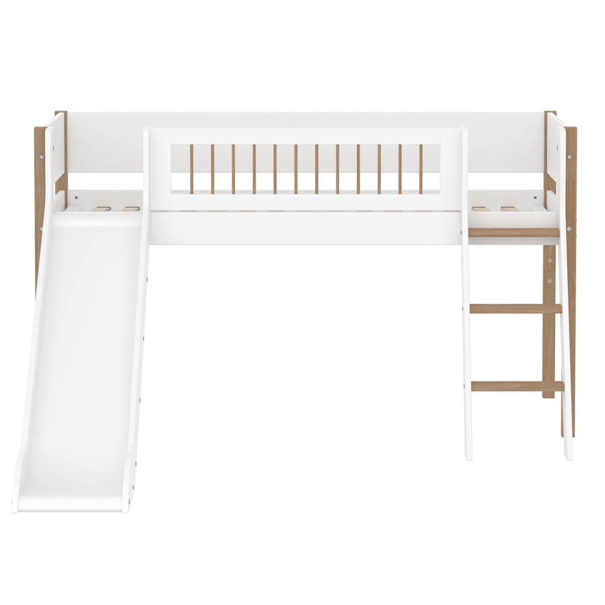 Halbhochbett 90x200cm NOR Flexa Legs + Crossbars Oak SL.Ladder