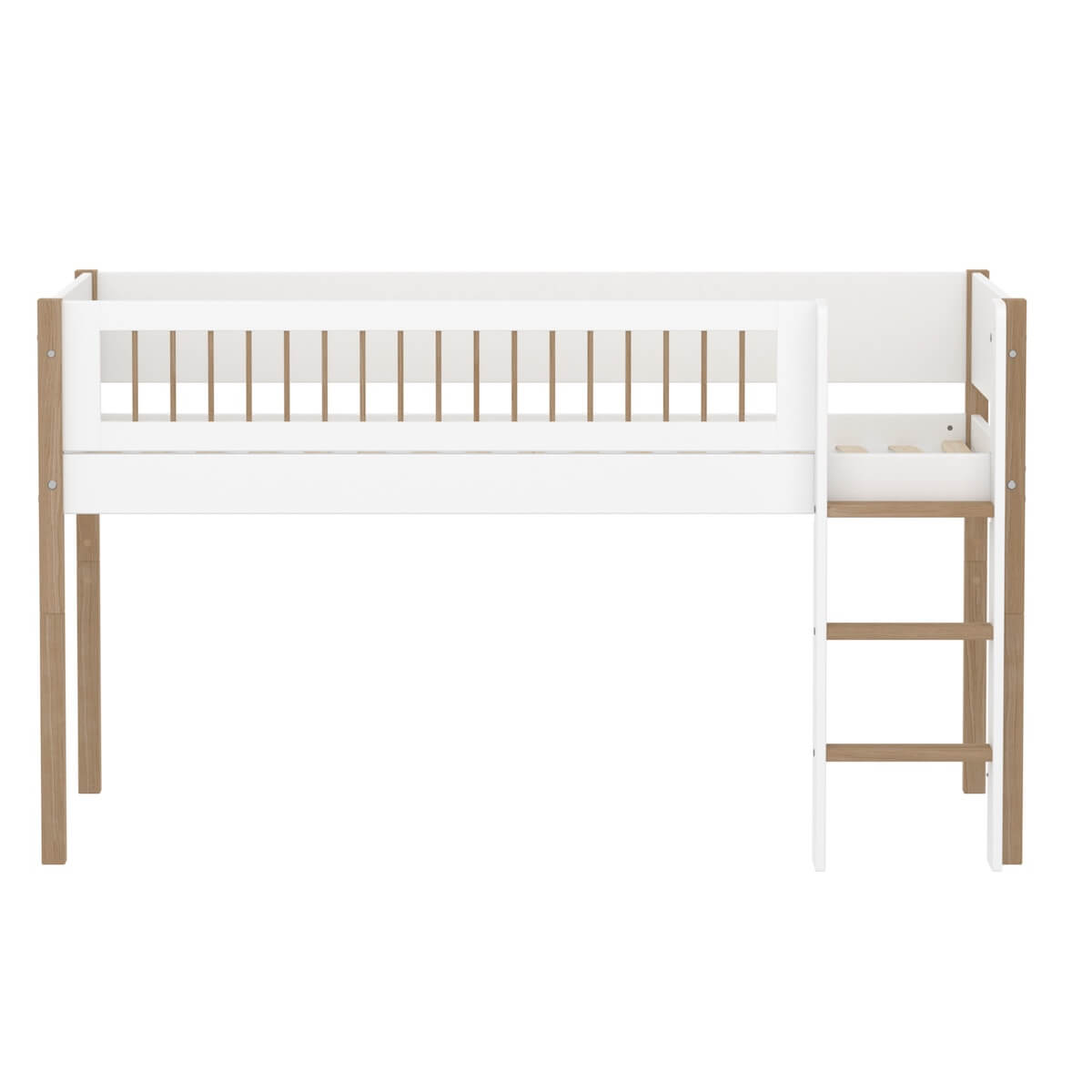 Halbhochbett 90x200cm NOR Flexa oak Legs + Crossbars Oak Str.Ladder