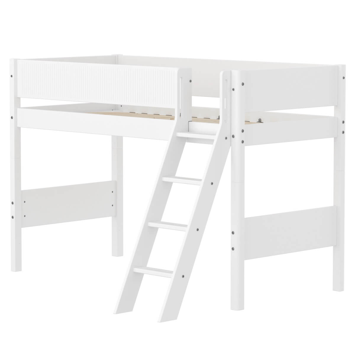 Halbhochbett 90x200cm WHITE Flexa F.Wht.Sl.Ladder Grooves