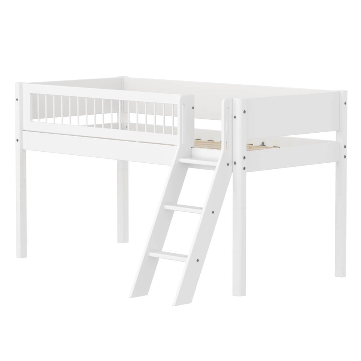 Halbhochbett 90x200cm WHITE Flexa Ladder Crossbars F.Wht.