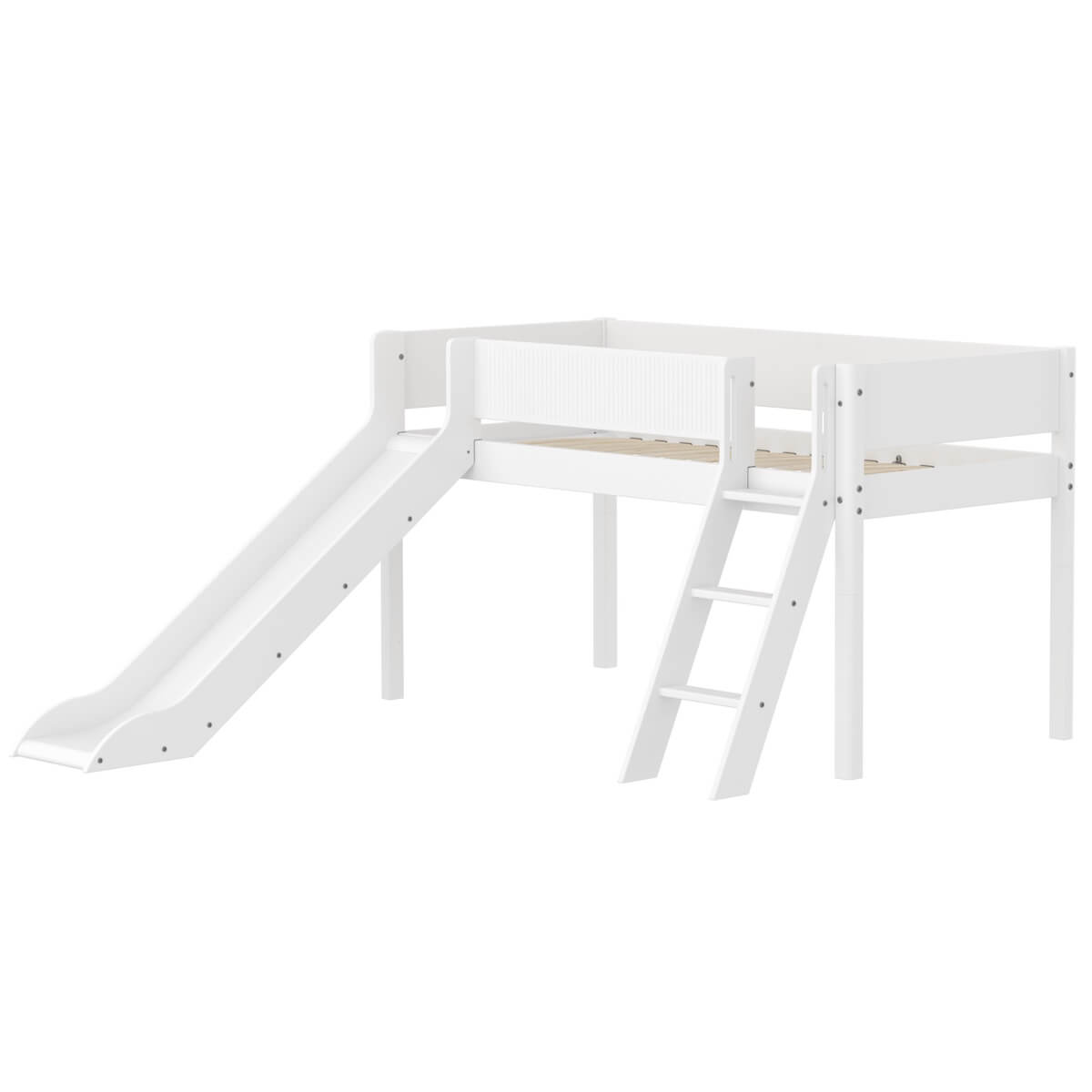 Halbhochbett 90x200cm WHITE Flexa Sl. Ladder Grooves F.Wht.