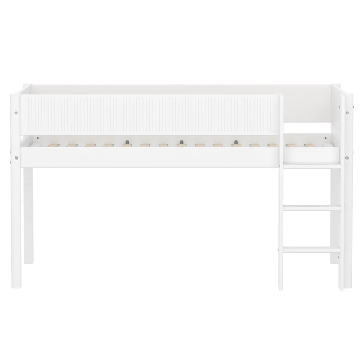 Halbhochbett 90x200cm WHITE FLEXA Str.Ladder Grooves F.Wht.