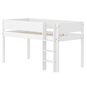 Halbhochbett 90x200cm WHITE FLEXA Str.Ladder Grooves F.Wht.
