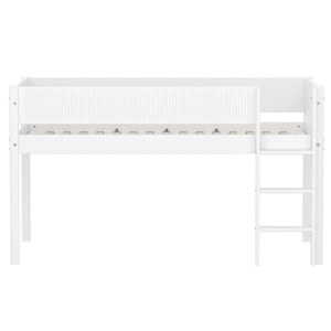 Halbhochbett 90x200cm WHITE FLEXA Str.Ladder Grooves F.Wht.