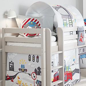 Halbhohes Bett 140x200cm CLASSIC Flexa grey washed 