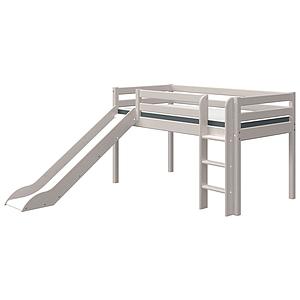Halbhohes Bett 90x200cm gerade Leiter Rutsche CLASSIC Flexa grey washed