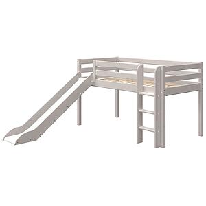 Halbhohes Bett 90x200cm gerade Leiter Rutsche CLASSIC Flexa grey washed