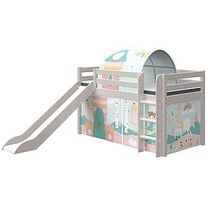 Halbhohes Bett 90x200cm gerade Leiter Rutsche CLASSIC Flexa grey washed