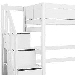 Halbhohes Bett 90x200cm Treppenmodul Lifetime Weiß
