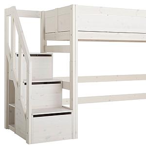 Halbhohes Bett 90x200cm Treppenmodul Lifetime white wash