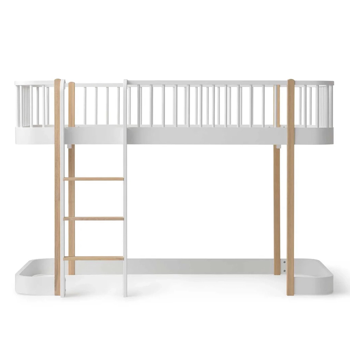 Halbhohes Bett 90x200cm WOOD ORIGINAL Oliver Furniture weiß-eiche