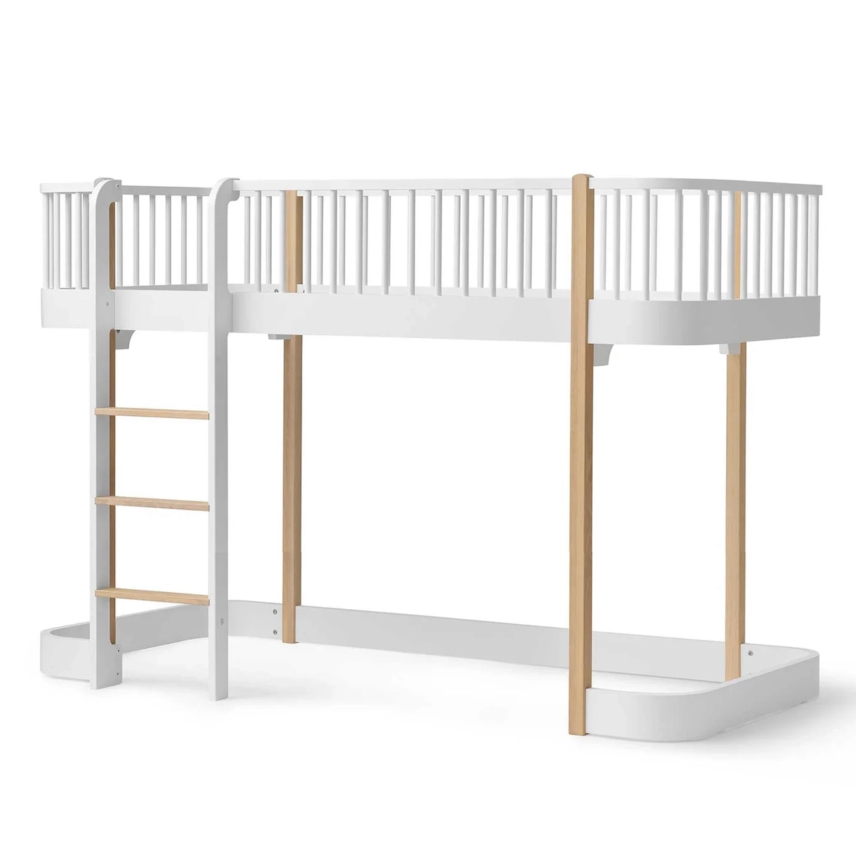 Halbhohes Bett 90x200cm WOOD ORIGINAL Oliver Furniture weiß-eiche