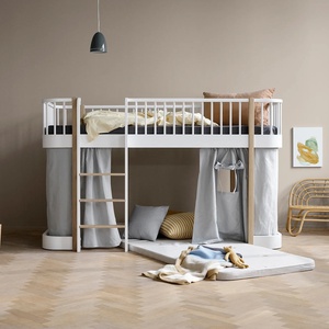 Halbhohes Bett 90x200cm WOOD ORIGINAL Oliver Furniture weiß-eiche