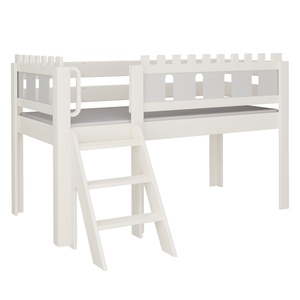 Halbhohes Bett Burg Treppe DELUXE de Breuyn geweißt-grau