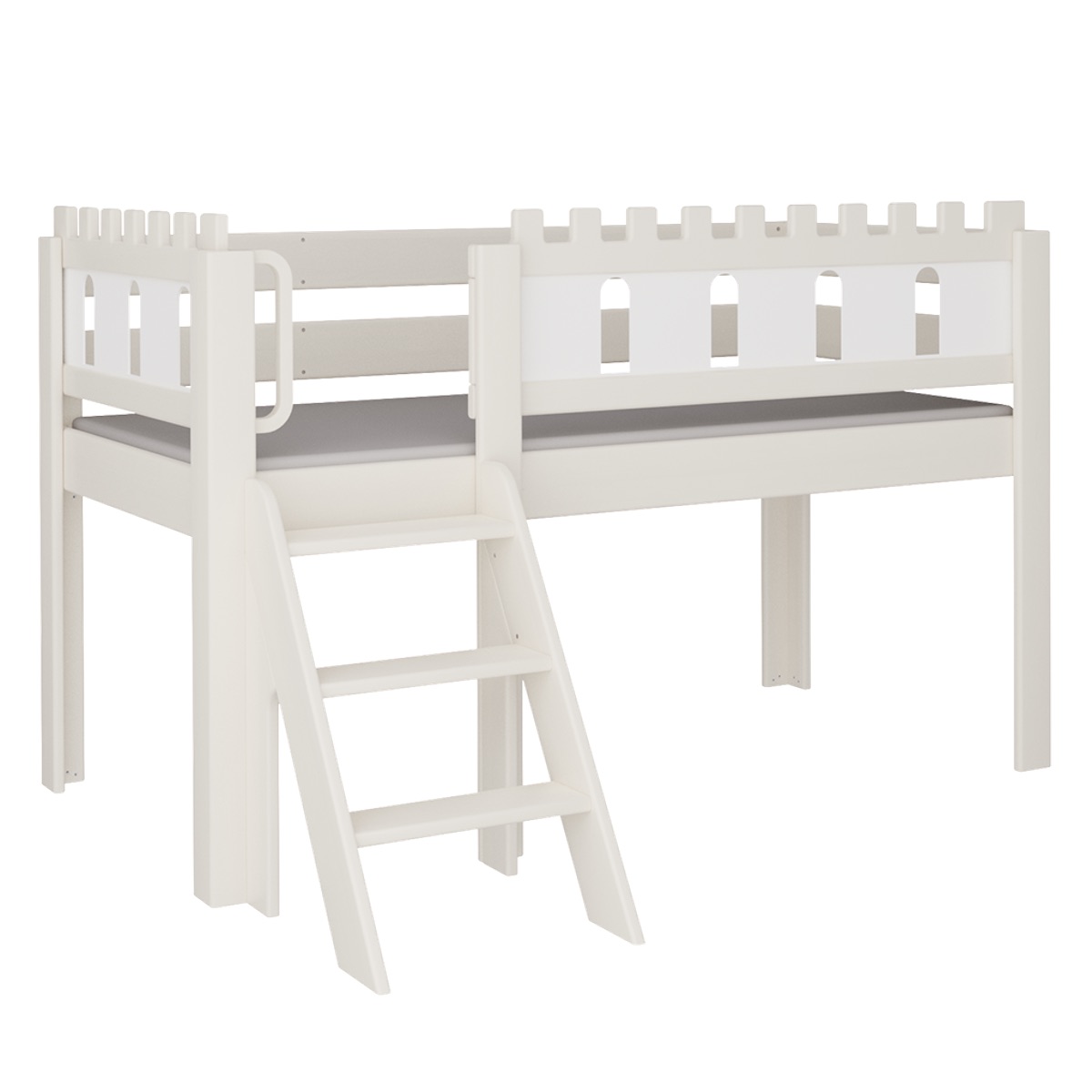 Halbhohes Bett Burg Treppe DELUXE de Breuyn geweißt