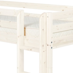Halbhohes Bett gerade Leiter 90x190cm CLASSIC Flexa whitewash