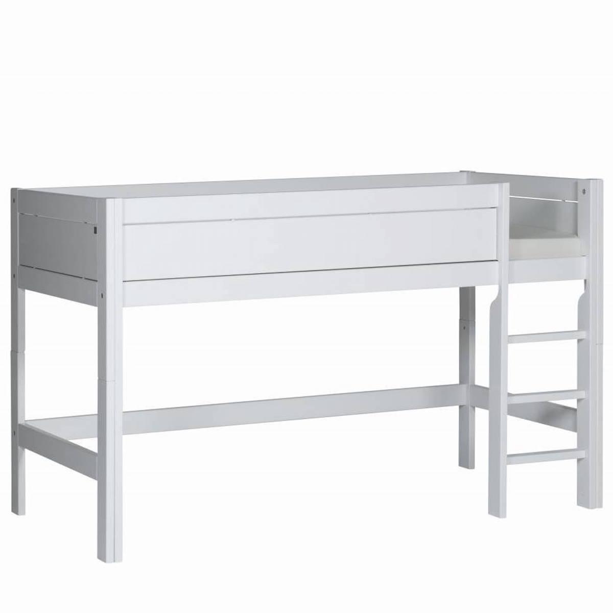 Halbhohes Bett + gerade Leiter 90x200cm Lifetime weiß