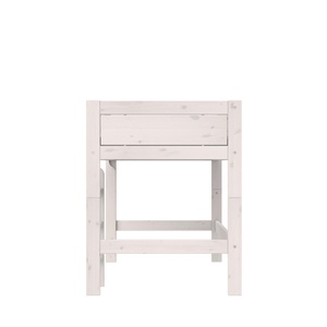 Halbhohes Bett + gerade Leiter + Deluxe Lattenrost Lifetime whitewash