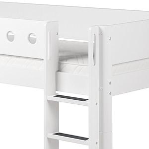 Halbhohes Bett mitwachsend 90x200cm mit gerader Leiter WHITE Flexa weiß-weiß