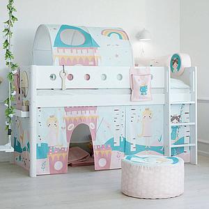 Halbhohes Bett mitwachsend 90x200cm mit gerader Leiter WHITE Flexa weiß-weiß