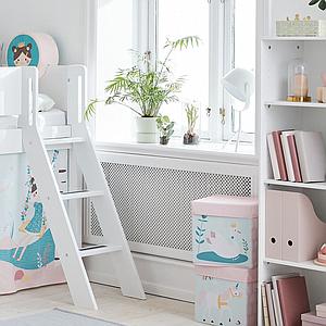 Halbhohes Bett mitwachsend 90x200cm mit Schrägleiter WHITE Flexa weiß-weiß