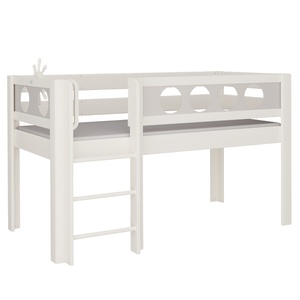 Halbhohes Bett Pirat Leiterstiege DELUXE de Breuyn geweißt-grau