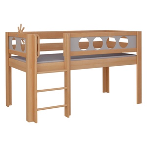 Halbhohes Bett Pirat Leiterstiege DELUXE de Breuyn natürlich-grau