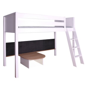 Halbhohes Bett-Tafel-Tisch  KASVA Buche massiv weiß-lackiert