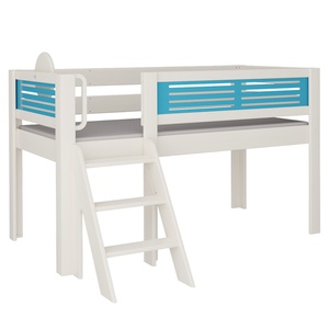 Halbhohes Bett Tatü Treppe DELUXE de Breuyn geweißt-blau