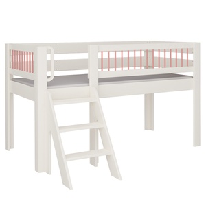 Halbhohes Kubu Bett Treppe DELUXE de Breuyn geweißt-rot