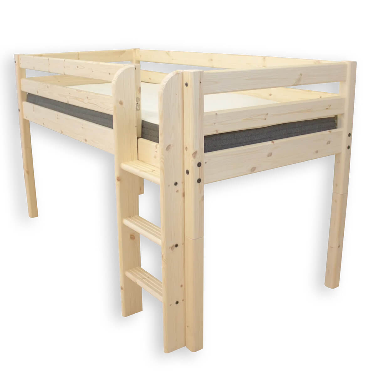 Halbhohes spielbett 200x90cm gerade Leiter CLASSIC Flexa natural