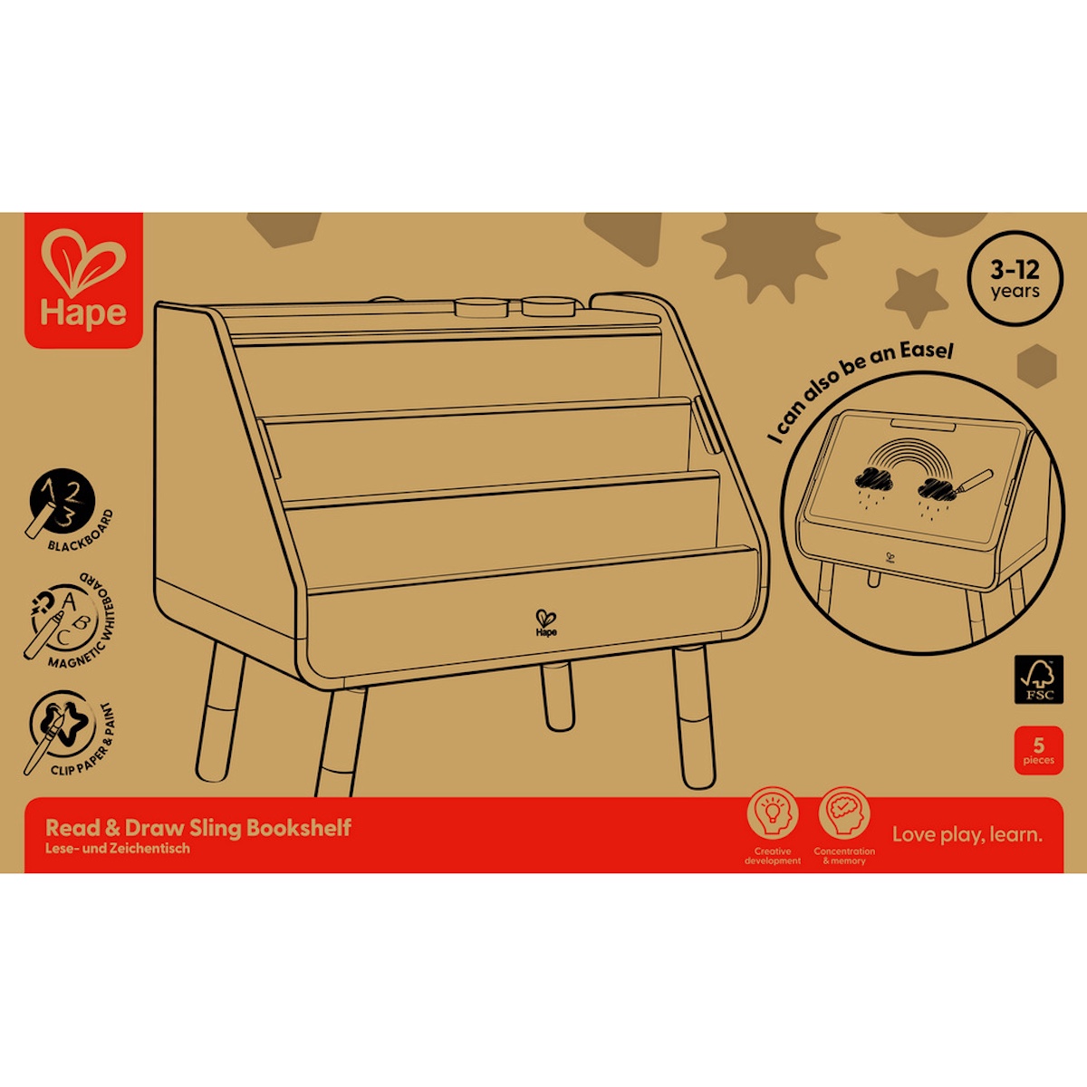 Hape 2-in-1 Zeichenbrett-Bibliothek