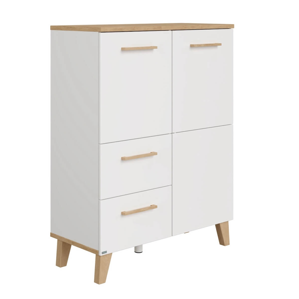 Highboard 2 Ports, 4 Etagen, 2 Tiroirs OSCAR Paidi Chêne Nebraska / blanc