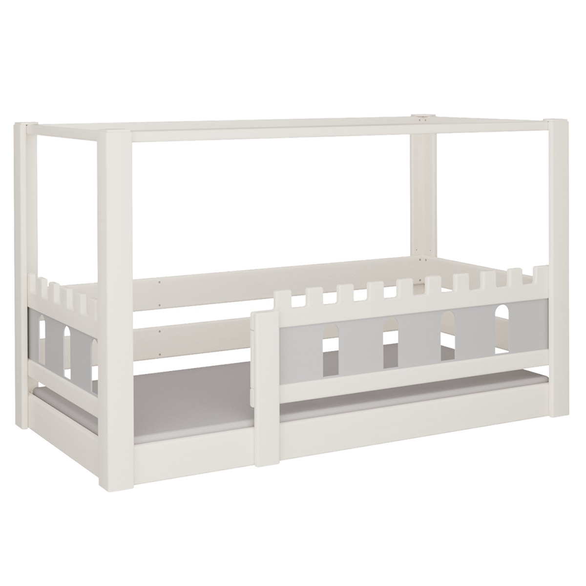 Himmelbett Burg DELUXE de Breuyn geweißt-grau