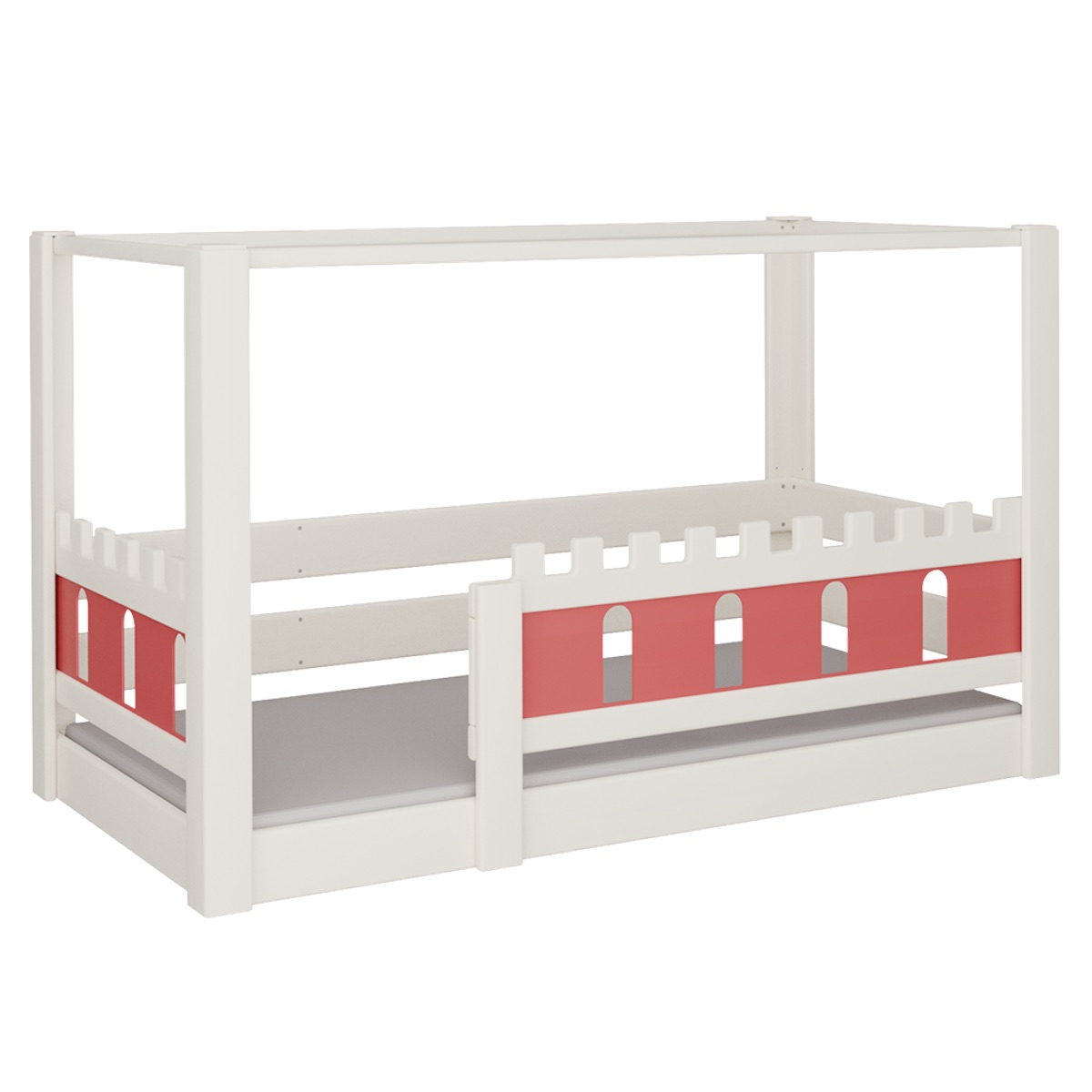 Himmelbett Burg DELUXE de Breuyn geweißt-rot